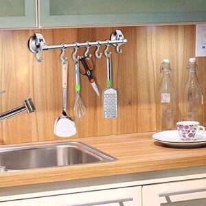 iRomic Suction Cup Hook Rack Bar Rail Hanger Shower Utensil Hook Hooks Organizer for Kitchen Utensils and Bathroom Accessories Towel,Wreath, Loofah,Bathrobe.