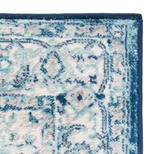 SAFAVIEH Brentwood Collection 2' x 8' Light Grey/Blue BNT851G Medallion Distressed Non-Shedding Living Room Entryway Foyer Hallway Bedroom Runner Rug