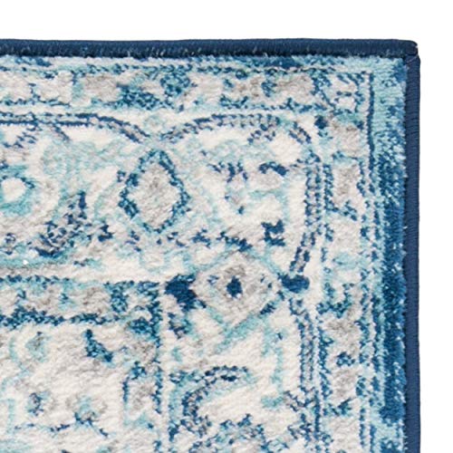 SAFAVIEH Brentwood Collection 2' x 8' Light Grey/Blue BNT851G Medallion Distressed Non-Shedding Living Room Entryway Foyer Hallway Bedroom Runner Rug