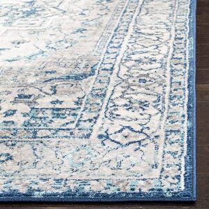 SAFAVIEH Brentwood Collection 2' x 8' Light Grey/Blue BNT851G Medallion Distressed Non-Shedding Living Room Entryway Foyer Hallway Bedroom Runner Rug