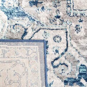 SAFAVIEH Brentwood Collection 2' x 8' Light Grey/Blue BNT851G Medallion Distressed Non-Shedding Living Room Entryway Foyer Hallway Bedroom Runner Rug