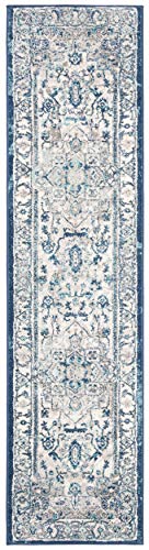 SAFAVIEH Brentwood Collection 2' x 8' Light Grey/Blue BNT851G Medallion Distressed Non-Shedding Living Room Entryway Foyer Hallway Bedroom Runner Rug