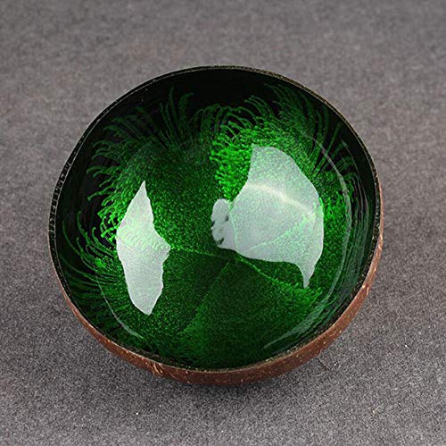 Emousport Coconut Shell Key, Candy Bowl Table Key Storage Section Coconut Bowl Ink Creative Ornament Creative Storage Bowl (Green)