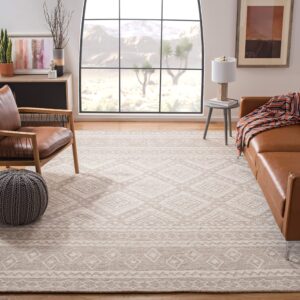 safavieh micro-loop collection area rug - 5' x 8', beige & ivory, handmade moroccan boho tribal wool, ideal for high traffic areas in living room, bedroom (mlp501b)