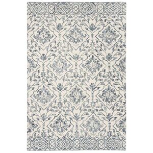 safavieh dip dye collection area rug - 8' x 10', blue & ivory, handmade wool, ideal for high traffic areas in living room, bedroom (ddy901m)
