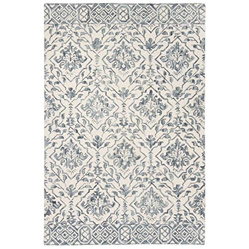 SAFAVIEH Dip Dye Collection Area Rug - 8' x 10', Blue & Ivory, Handmade Wool, Ideal for High Traffic Areas in Living Room, Bedroom (DDY901M)