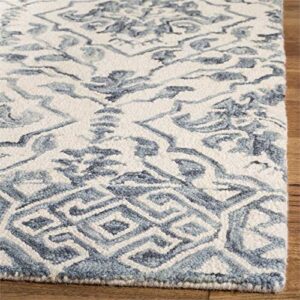 SAFAVIEH Dip Dye Collection Area Rug - 8' x 10', Blue & Ivory, Handmade Wool, Ideal for High Traffic Areas in Living Room, Bedroom (DDY901M)