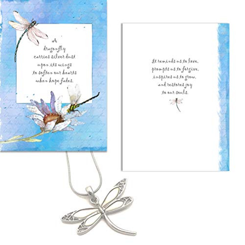 Smiling Wisdom - Sympathy Sorrow, Restores Hope & Joy Dragonflies Greeting Card and Gift Set - Woman - (Dragonfly White Abalone)