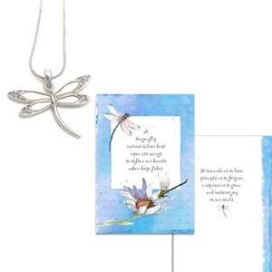 Smiling Wisdom - Sympathy Sorrow, Restores Hope & Joy Dragonflies Greeting Card and Gift Set - Woman - (Dragonfly White Abalone)