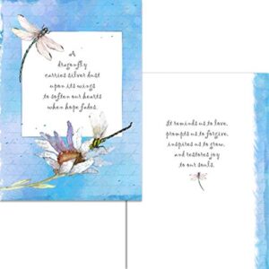 Smiling Wisdom - Sympathy Sorrow, Restores Hope & Joy Dragonflies Greeting Card and Gift Set - Woman - (Dragonfly White Abalone)