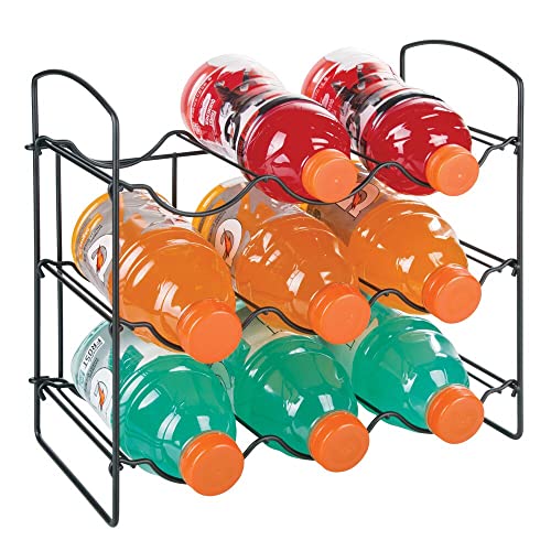mDesign Metal Wire Free-Standing Water Bottle Rack - Storage Organizer for Kitchen Countertops, Matte Black