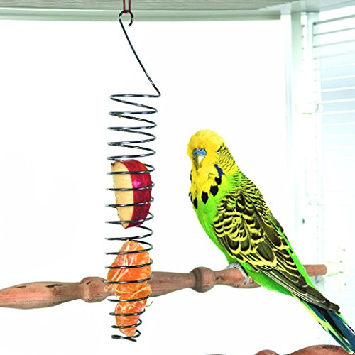 Yziss Parrot Food Fruits Basket Millet Stainless Steel Feeding Device Bird Cage Feeder Parrot Bird Cage Hanging Feeder
