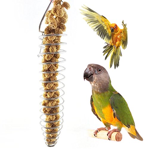 Yziss Parrot Food Fruits Basket Millet Stainless Steel Feeding Device Bird Cage Feeder Parrot Bird Cage Hanging Feeder