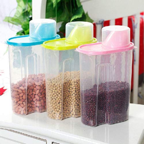 Yamalans 2.5L Large Airtight Cereal Box Rice Cereal Bean Dry Food Storage Dispenser Container Lid Sealed Box Yellow