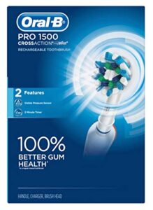 oral-b toothbrush pro 1500 cross action rechargeable (2 pack)