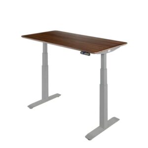 seville classics airlift pro s3 54" solid-top commercial-grade electric adjustable standing desk (51.4" max height) table - gray/walnut