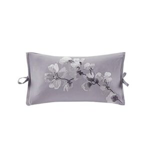 n natori sakura blossom embroidered cotton oblong decorative pillow lilac 12x20'', 12 x 20
