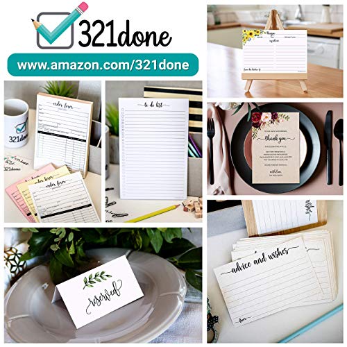 321Done Wedding Advice Cards - Advice and Wishes for The Happy Couple (50 Cards) 4" x 6" for Marriage Advice with Prompts Simple Elegant - Made in USA, Kraft Tan - Bridal Groom