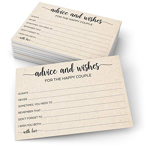 321Done Wedding Advice Cards - Advice and Wishes for The Happy Couple (50 Cards) 4" x 6" for Marriage Advice with Prompts Simple Elegant - Made in USA, Kraft Tan - Bridal Groom