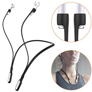 halleast compatible earbuds strap silicone band wire cable connector earphone sports neckband replacement for airpods pro2/ pro/3/2/1 (black/white)