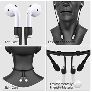 HALLEAST Compatible Earbuds Strap Silicone Band Wire Cable Connector Earphone Sports Neckband Replacement for Airpods Pro2/ Pro/3/2/1 (Black/White)