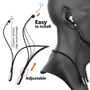 HALLEAST Compatible Earbuds Strap Silicone Band Wire Cable Connector Earphone Sports Neckband Replacement for Airpods Pro2/ Pro/3/2/1 (Black/White)