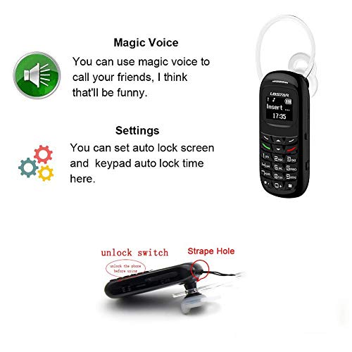 Sudroid Mini Small Mobil Cell Phone L8star BM70 Bluetooth Handset 0.66 inch Unlocked Bluetooth Earphone Dialer Support SIM Card(Black)