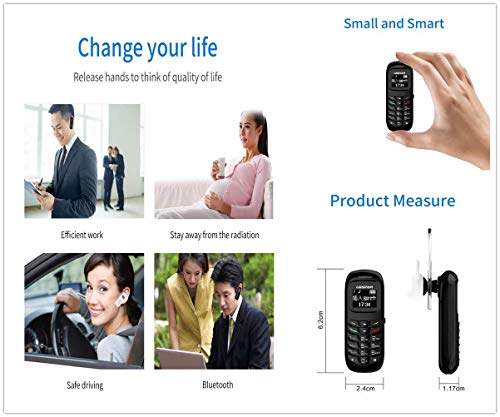 Sudroid Mini Small Mobil Cell Phone L8star BM70 Bluetooth Handset 0.66 inch Unlocked Bluetooth Earphone Dialer Support SIM Card(Black)
