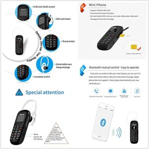 Sudroid Mini Small Mobil Cell Phone L8star BM70 Bluetooth Handset 0.66 inch Unlocked Bluetooth Earphone Dialer Support SIM Card(Black)