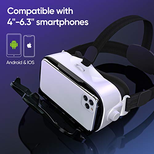 Virtual Reality Headset, 3D VR Glasses for Mobile Games and Movies, Compatible 4.7-6.2 inch iPhone/Android Phone, Including iPhone XS/X/8/8Plus/7/7Plus/6/6Plus/6s/5,Samsung,LG,Nexus etc