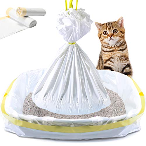 KONE Cat Litter Box Liners, 14 Count Jumbo Extra Durable Large Drawstring Kitty Litter Pan Bags Cat Waste Litter Bags Pet Cat Supplies (36" x 18")