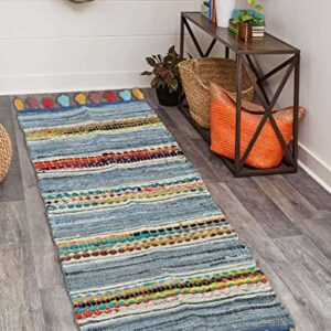 The Home Talk Recycled Denim Area Rug | Carpets Suitable for Living Room, Bedroom, Dining Room, Home Décor | Handcrafted Rugs | Non-Skid | Bohemian Contemporary | 2’ x 5’ | Denim Rag Store