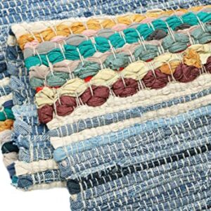 The Home Talk Recycled Denim Area Rug | Carpets Suitable for Living Room, Bedroom, Dining Room, Home Décor | Handcrafted Rugs | Non-Skid | Bohemian Contemporary | 2’ x 5’ | Denim Rag Store
