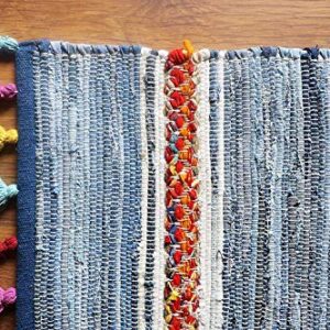 The Home Talk Recycled Denim Area Rug | Carpets Suitable for Living Room, Bedroom, Dining Room, Home Décor | Handcrafted Rugs | Non-Skid | Bohemian Contemporary | 2’ x 5’ | Denim Rag Store