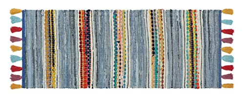 The Home Talk Recycled Denim Area Rug | Carpets Suitable for Living Room, Bedroom, Dining Room, Home Décor | Handcrafted Rugs | Non-Skid | Bohemian Contemporary | 2’ x 5’ | Denim Rag Store