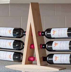 wine racks countertop - 6 bottle, bamboo, wine bottle holder for small spaces, kitchen, bar, cabinet | small free standing wine rack. minimal assembly required