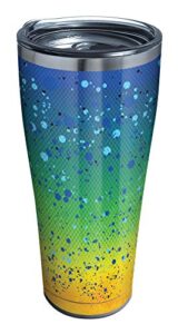 tervis mahi pattern stainless steel insulated tumbler with clear and black hammer lid, 30oz, silver