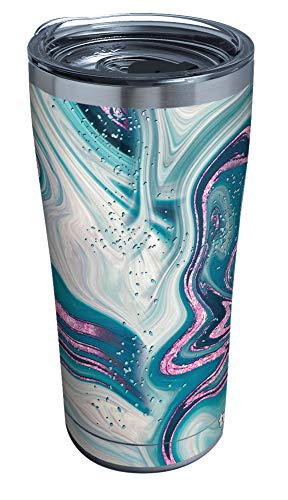 Tervis Purple Teal Marble Insulated Tumbler, 1 Count (Pack of 1), Clear and Black Slider Lid