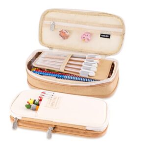 Oyachic Big Capacity Pencil Case Telescopic Pencil Pouch Zipper Pen Bag Canvas Markers Organization Makeup Bag Box Pencil Holder Office Supplies