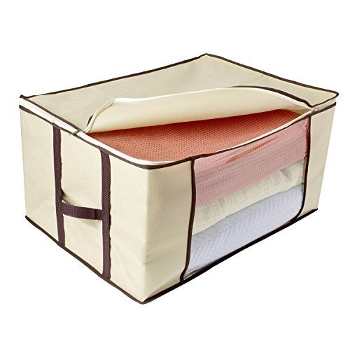 Ziz Home Blankets Clothes Storage Bag Closet Organization | Linen Blanket Storage Sweater Storage Duvet Storage Bags Clear Transparent Window (3)