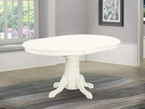 east west furniture avt-lwh-tp avon dining room table - an oval kitchen table top with butterfly leaf & pedestal base, 42x60 inch, linen white
