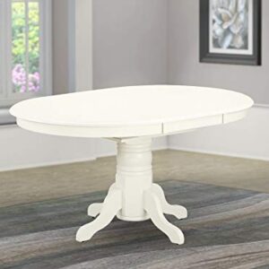 East West Furniture AVT-LWH-TP Avon Dining Room Table - an Oval kitchen Table Top with Butterfly Leaf & Pedestal Base, 42x60 Inch, Linen White