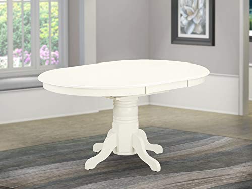 East West Furniture AVT-LWH-TP Avon Dining Room Table - an Oval kitchen Table Top with Butterfly Leaf & Pedestal Base, 42x60 Inch, Linen White