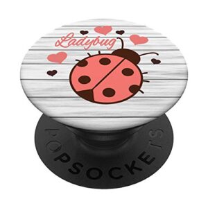 cute ladybug pink lady beetle popsockets popgrip: swappable grip for phones & tablets