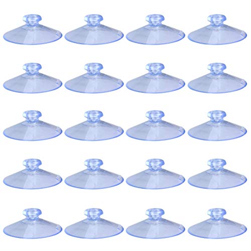 lasenersm 20 Pieces PVC Plastic Mushroom Head Suction Cups Pads Strength Suction 45mm Large Suction Cup Without Hooks Clear-Blue