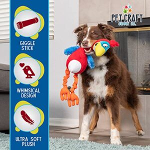 Pet Craft Supply Giggling Puffin & Parrot Multi Pack Interactive Dog Toys With Sound for Large Breed and Small Dogs Soft Chew Plush Dog Toy