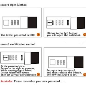 Sealei A5 (8.47 X 5.9 Inch) Lock Journal Diary Notebook Combination Locking Journal Diary,Diary with Combination Lock (Style 1)