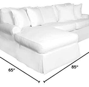 Sunset Trading Horizon Slipcovered Chaise in Warm White Sleeper Sofa, Small,