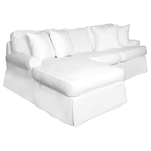 Sunset Trading Horizon Slipcovered Chaise in Warm White Sleeper Sofa, Small,