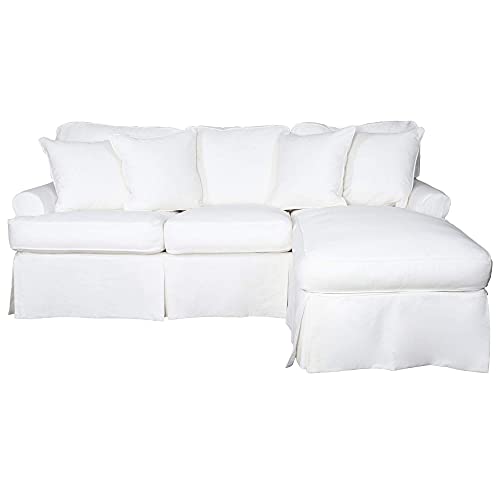 Sunset Trading Horizon Slipcovered Chaise in Warm White Sleeper Sofa, Small,